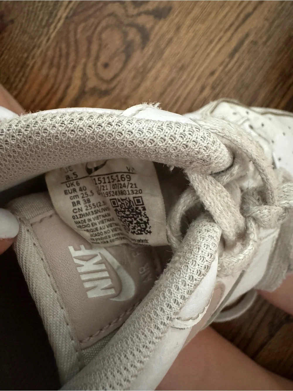Nike air white sneakers with pink swoosh